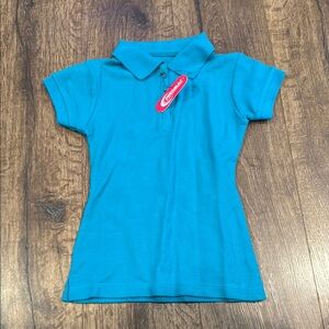 Vibrant Blue Polo Shirt Cotton Blend Short Sleeve